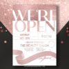 Chic Rose Gold Foil Grand Opening Invitation Template | Editable Beauty Salon Business Launch