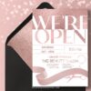 Chic Rose Gold Foil Grand Opening Invitation Template | Editable Beauty Salon Business Launch