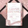 Elegant Rose Gold Grand Opening Invitation Template | Editable DIY Foil Ribbon Cutting Event Flyer