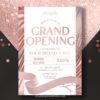 Elegant Rose Gold Grand Opening Invitation Template | Editable DIY Foil Ribbon Cutting Event Flyer