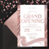 Elegant Rose Gold Grand Opening Invitation Template | Editable DIY Foil Ribbon Cutting Event Flyer