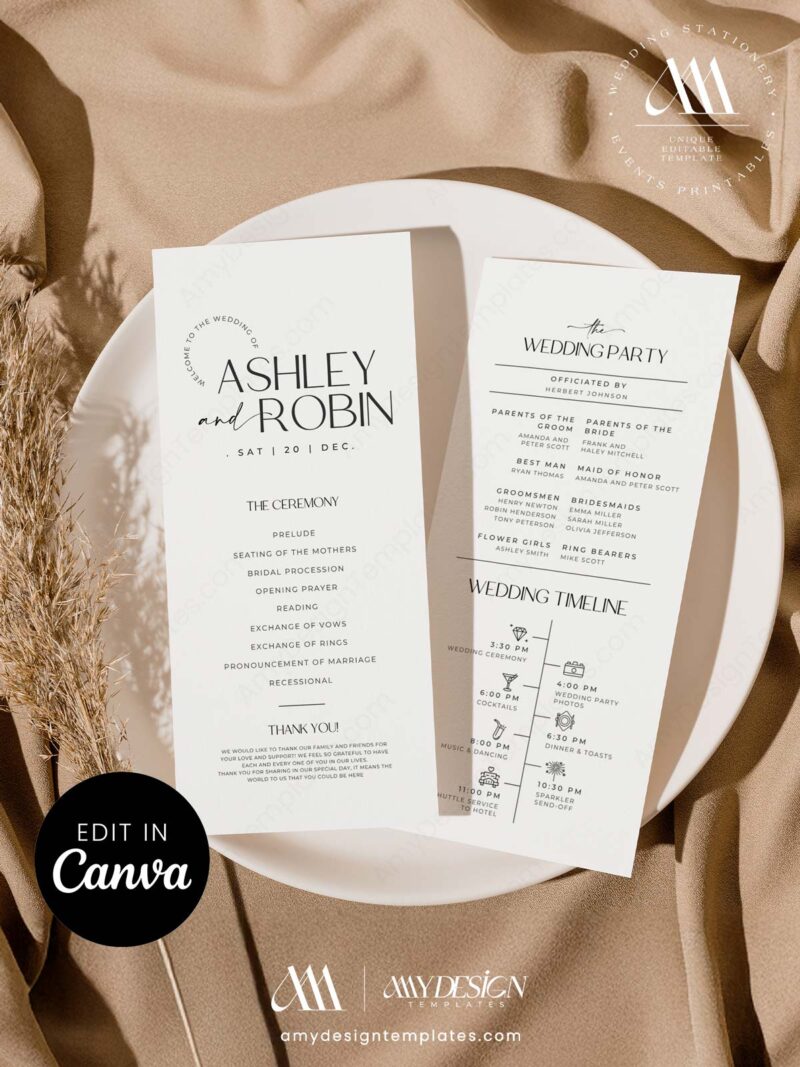 5+ Free Printable Wedding Program Templates | Amy Design Templates