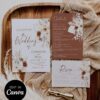 Boho Wedding Invitations Template Canva | Rustic Terracotta Invitation Printable