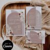 Boho Terracotta Wedding Invitation Canva Template | Arch Bohemian Invite Set Printable Boho Terracotta Wedding Invitation Canva Template | Arch Bohemian Invite Set Printable