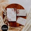 Burgundy Moody Floral Wedding Invitation Canva Template | Rustic Autumn Wedding Invite Set