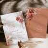 Rust Burnt Orange Wedding Invitation Canva Template | Editable Boho Rustic Invite Suite