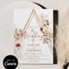 Boho Gold Geometric Wedding Invitation Suite Canva Template | Neutral Dried Floral RSVP Details Card Printable Boho Gold Geometric Wedding Invitation Suite Canva Template | Neutral Dried Floral RSVP Details Card Printable