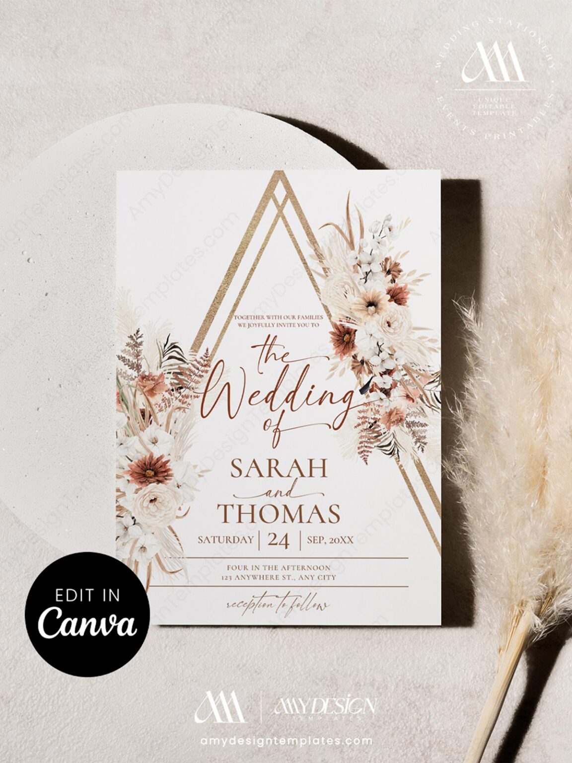 5+ Free Boho Wedding Invitation Templates | Amy Design