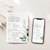 Minimalist Eucalyptus Wedding Invitation BUNDLE | Modern Wedding Stationery Templates Wedding Weekend Events Timeline Printable