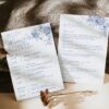 Blue French Toile Wedding Invitations Template BUNDLE | Monogram Wedding Invites, Menu & Signs Blue Toile de Jouy Wedding Weekend Itinerary | French Floral Welcome Bag Letter Template