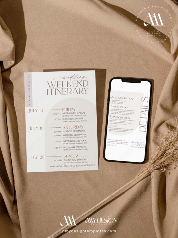 5+ Free Minimalist Wedding Itinerary Templates: Elegant Planning Made Simple Modern Minimal Wedding Itinerary Template | Editable Weekend Schedule