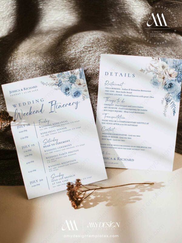 5+ Free Boho Wedding Itinerary Templates: Guide Your Guests with Style Collection of wedding itinerary templates at Amy Design Templates D018