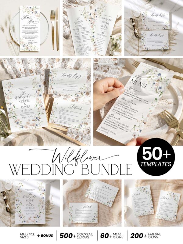 Wildflower Wedding Template BUNDLE | 50+ Templates Editable Floral Invitation Suite