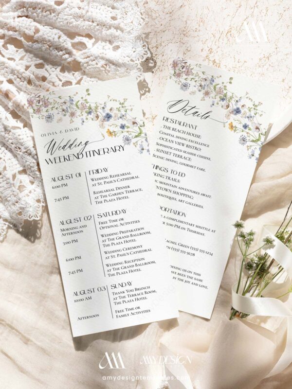 Day Of Wedding Itinerary Template | Weekend Timeline Printable