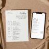 Minimalist Weekend Itinerary Printable Wedding | Welcome Bag Note Timeline Card Printable