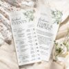 Printable Wedding Welcome Bag Note Timeline Schedule Template | Wedding Events Printable