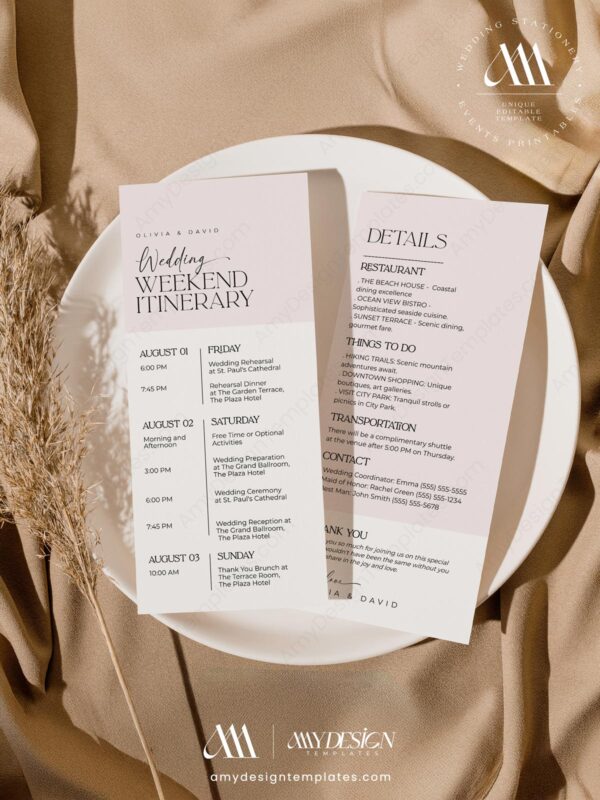 5+ Free Minimalist Wedding Itinerary Templates: Elegant Planning Made Simple Editable Minimalist Wedding Itinerary Template | Modern Weekend Schedule Printable
