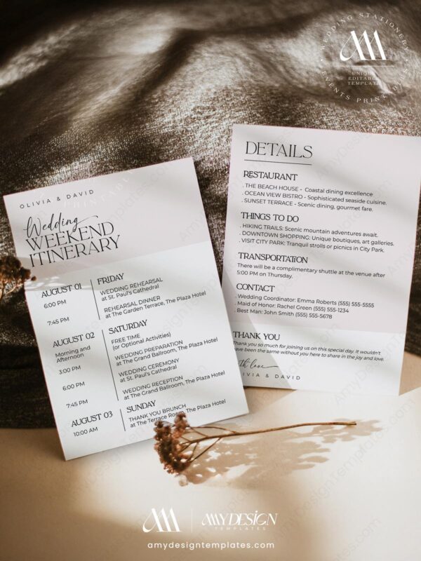 5+ Free Minimalist Wedding Itinerary Templates: Elegant Planning Made Simple Minimalist Wedding Itinerary Timeline Template | Weekend Events Schedule Timeline Card