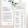 Modern Wedding Welcome Bag Events Card | Printable Itinerary Template