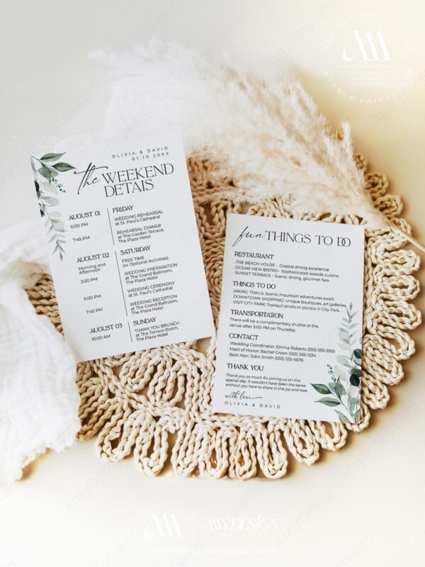 Printable Minimalist Welcome Bag Letter Template | Modern Weekend Events Printable