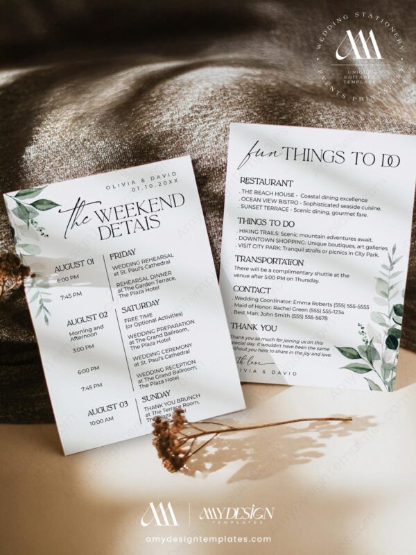 Printable Minimalist Welcome Bag Letter Template | Modern Weekend Events Printable