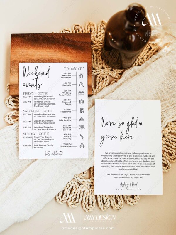 Wedding Welcome Bag Letter Printable | Weekend Events Schedule