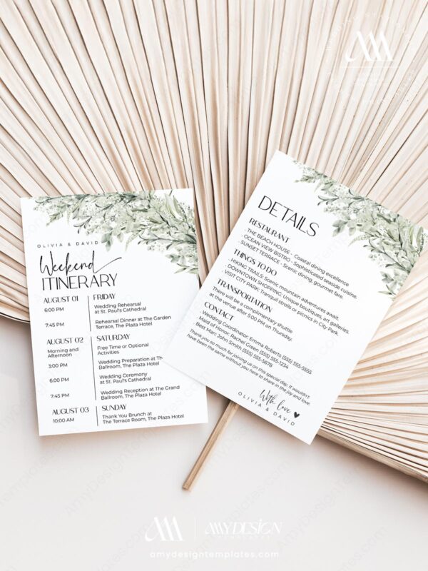 Wedding Itinerary For Guests | Weekend Wedding Itinerary Template