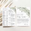 Greenery Wedding Welcome Bag Note Card | Modern Weekend Events Timeline Icons