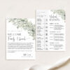Greenery Wedding Welcome Bag Note Card | Modern Weekend Events Timeline Icons