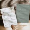 Printable Wedding Itinerary Template Boho Sage Green | Weekend Events Schedule Timeline Card