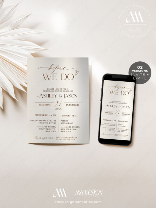 Wedding Rehearsal Dinner Invitation Template | Before We Do