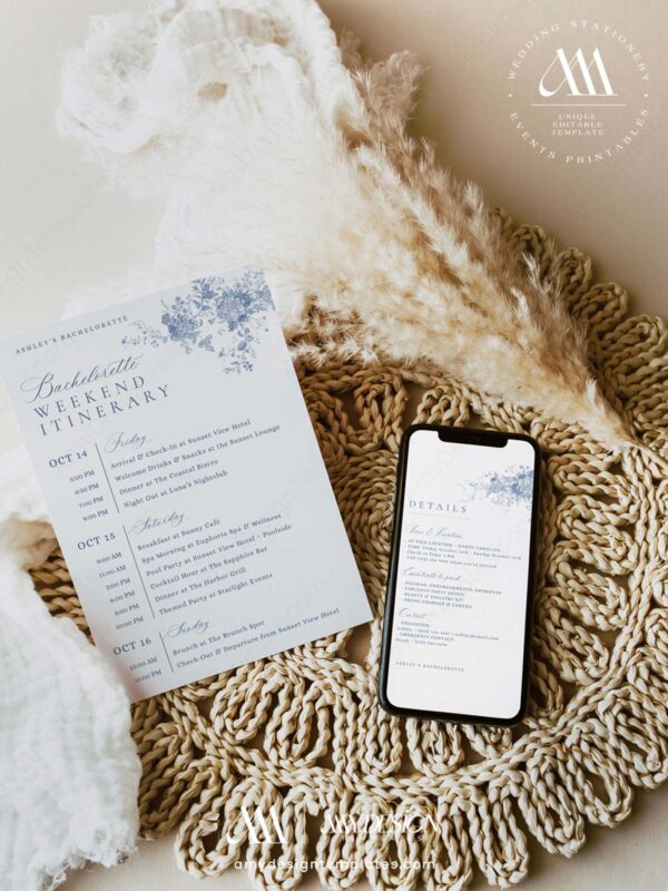 Minimalist Bachelorette Party Weekend Itinerary | Schedule of Events Blue Card