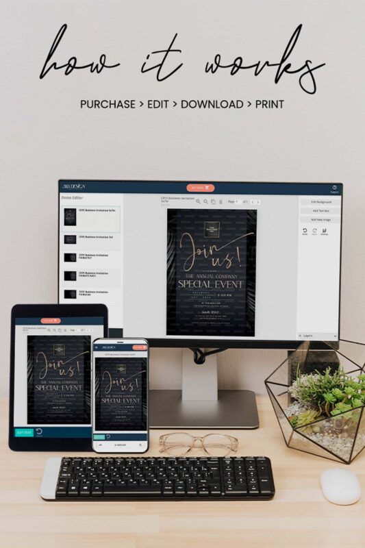 5+ Free Printable 50th Wedding Anniversary Invitation Templates: A Golden Celebration How It Work Editable Template Canva Corjl Amy Design Templates 1