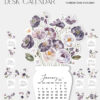 Printable Flowers Desk Calendar 2026 | Purple Floral Violet Poppy | Mini Calendar 2026 Printable Flowers Desk Calendar 2026 | Purple Floral Violet Poppy | Mini Calendar 2026