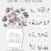 Printable Flowers Desk Calendar 2026 | Purple Floral Violet Poppy | Mini Calendar 2026 Printable Flowers Desk Calendar 2026 | Purple Floral Violet Poppy | Mini Calendar 2026