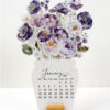 Printable Flowers Desk Calendar 2026 | Purple Floral Violet Poppy | Mini Calendar 2026