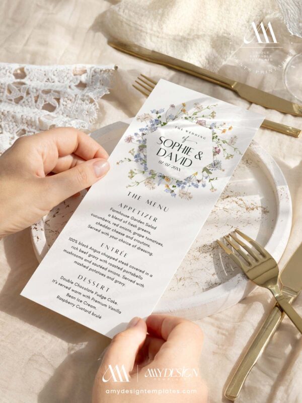 10+ Free Floral Menu Wedding Templates: Design a Bloom-Filled Feast 10 Free Printable Wedding Menu Template Canva Editable Amy Design 10
