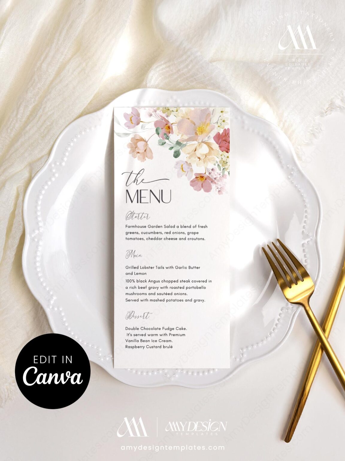 Flower Design For Menu 10+ Free Floral Menu Wedding Templates | Amy Design