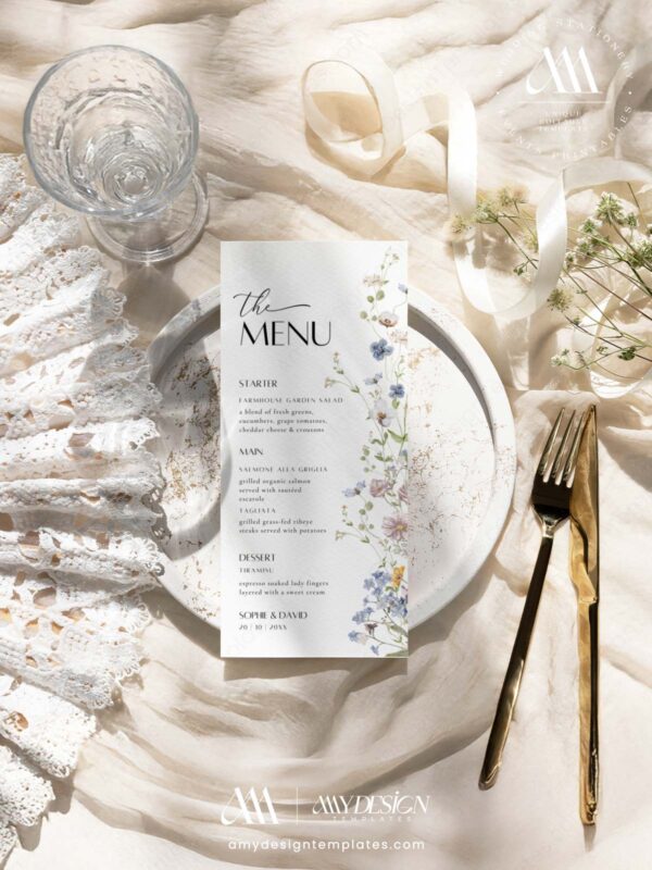 10+ Free Floral Menu Wedding Templates: Design a Bloom-Filled Feast 10 Free Printable Wedding Menu Template Canva Editable Amy Design 8