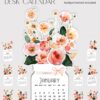 Citrus Floral 2026 Desk Calendar Printable, Cute Monthly Planner, Stand Template SVG PDF, Watercolor Aesthetic Office Decor, Digital Download