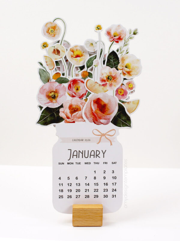 Citrus Floral Desk Calendar Printable | Cute Monthly Planner | Watercolor Aesthetic Office Decor