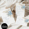 Dusty Blue Wedding Invitation Template Canva | Editable Bohemian Pampas Grass Invitations Set Printable