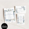 Dusty Blue Floral Wedding Invitation Suite Template Canva | Editable Winter Wedding Invitations Dusty Blue Floral Wedding Invitation Suite Template Canva | Editable Winter Wedding Invitations