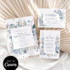 Dusty Blue Floral Wedding Invitation Suite Template Canva | Editable Winter Wedding Invitations Dusty Blue Floral Wedding Invitation Suite Template Canva | Editable Winter Wedding Invitations
