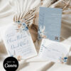 Boho Arch Dusty Blue Wedding Invitation Canva Template | Editable Wedding Suite | Pampas Grass Floral Boho Arch Dusty Blue Wedding Invitation Canva Template | Editable Wedding Suite | Pampas Grass Floral