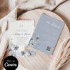 Dusty Blue Floral Wedding Invitation Canva Template | Editable Romantic Wedding Suite Dusty Blue Floral Wedding Invitation Canva Template