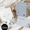 Dusty Blue Floral Wedding Invitation Canva Template