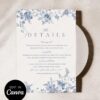 Classic Blue Monogram Floral Wedding Invitation Canva Template | Toile de Jouy Wedding Invite Set Classic Blue Monogram Floral Wedding Invitation Canva Template | Toile de Jouy Wedding Invite Set