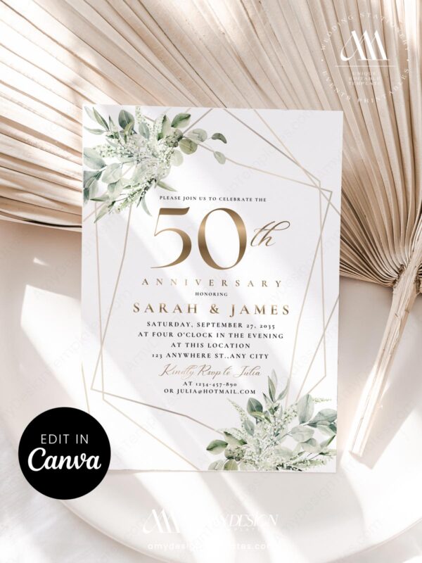 50th Wedding Anniversary Invitation Template