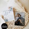 Dusty Blue Save the Date Template Canva Editable | Boho Wedding Save Our Date Card Dusty Blue Save the Date Template Canva Editable | Boho Wedding Save Our Date Card